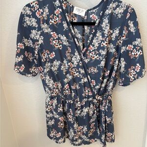 Sienna Sky Navy Floral Wrap Blouse